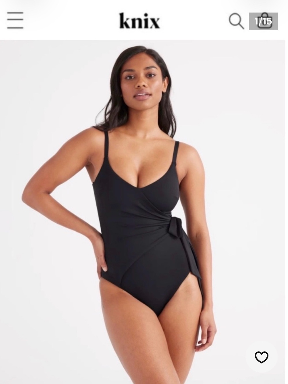 KNIX Black Wrap-Front One-Piece Swimsuit XL+. (Long) perfect for tall girls